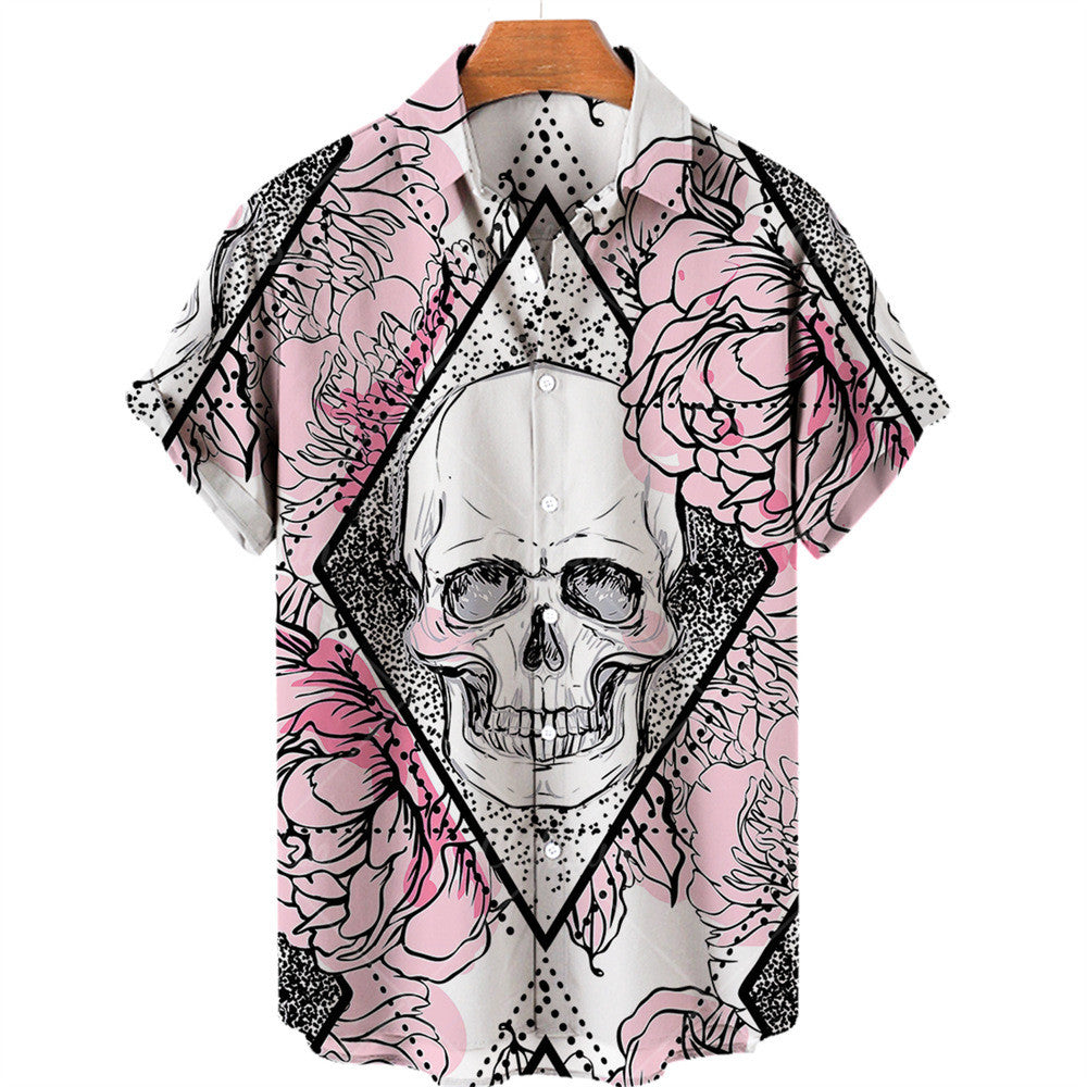 Men's 3D Digital Printed Skull Hawaiian Shirt/4 Options/Colors