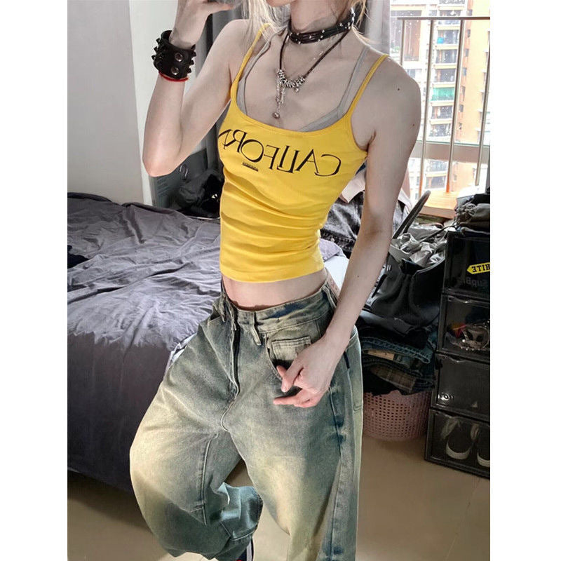 Women's High Waist Loose Distressed Straight-leg Denim Pants