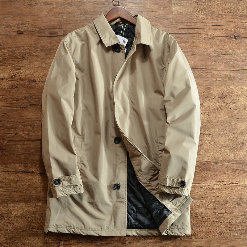 Men's Quilted To Keep Warm Coat Mid-length Trench Coat