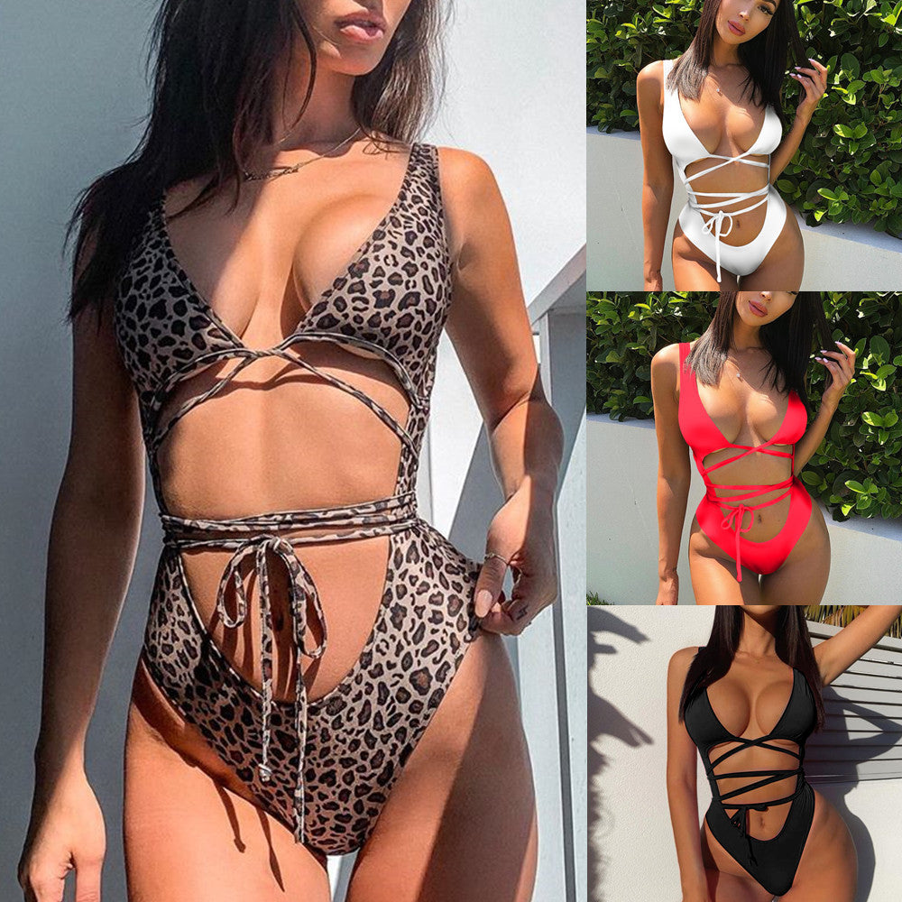 Women's one-piece High Waist Banded Bikini Swimsuit