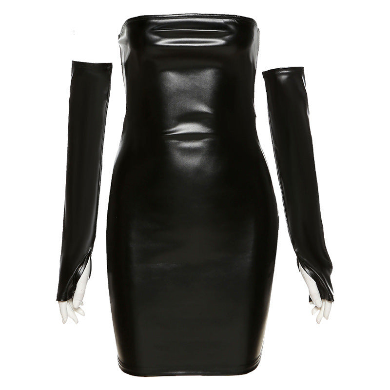 Woman's Nightclub Vinyl Tube Top Dress/3 Colors