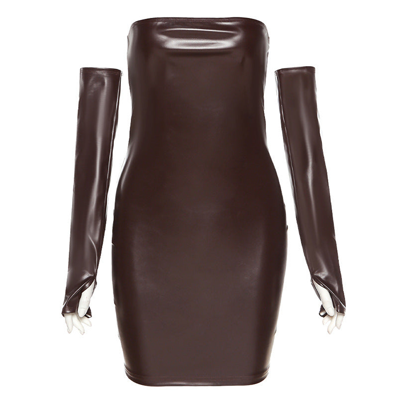 Woman's Nightclub Vinyl Tube Top Dress/3 Colors
