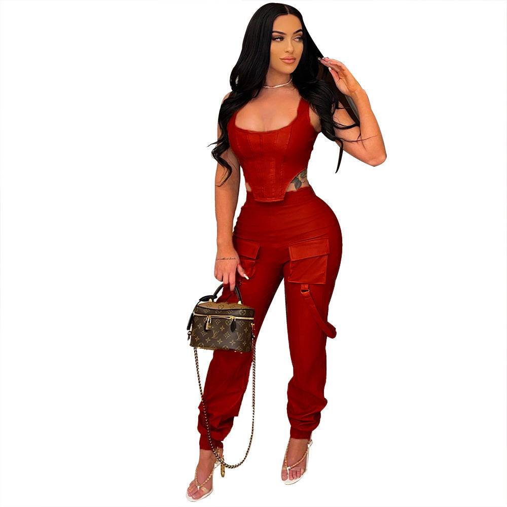 Woman's Sleeveless Top and Pants Set/4 Colors