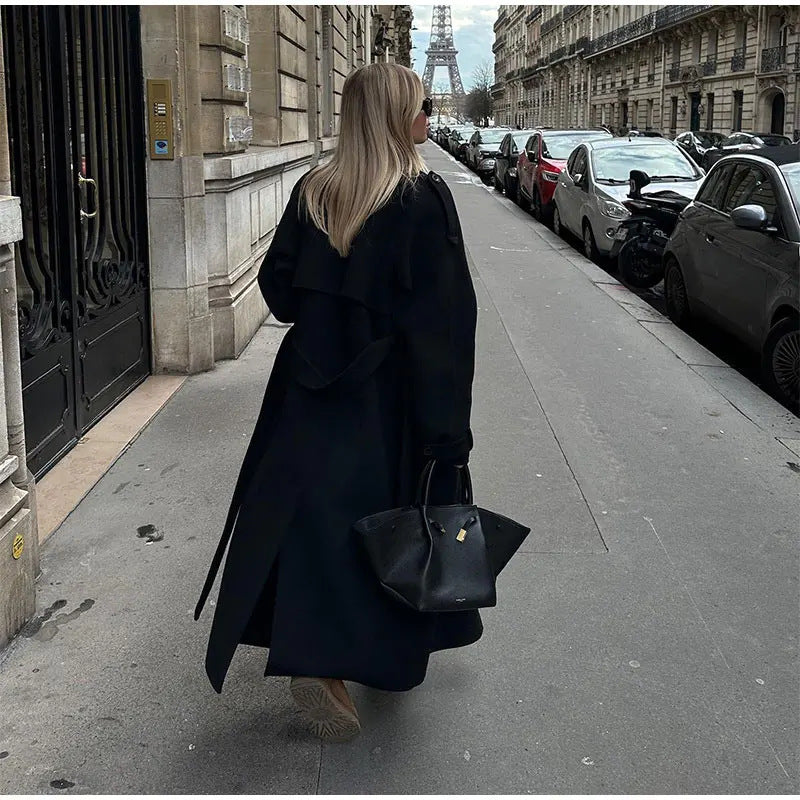 Women's Large Lapel Long Trench Coat