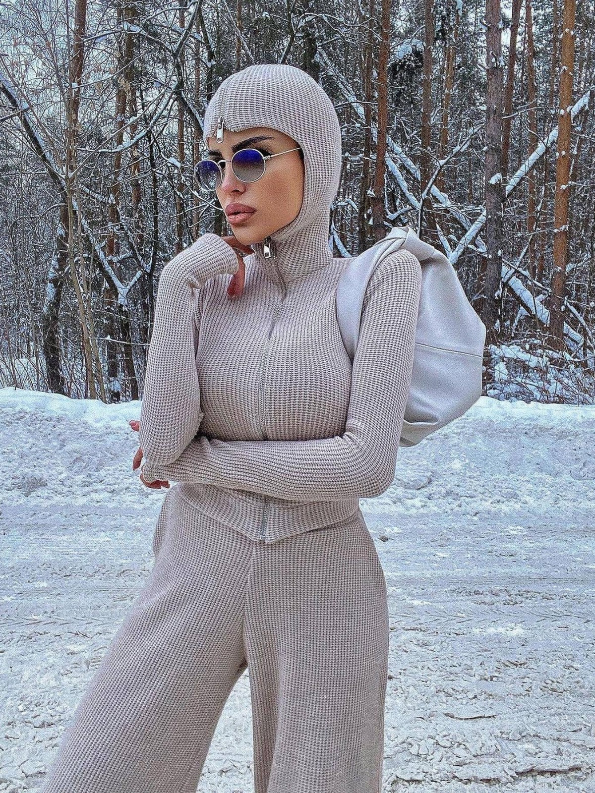Womens Loose Mopping Knitted 2peice Set