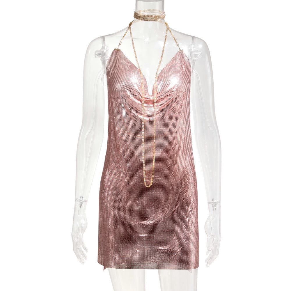 Woman's Metal Sequins Rhinestone Dress/15 Colors