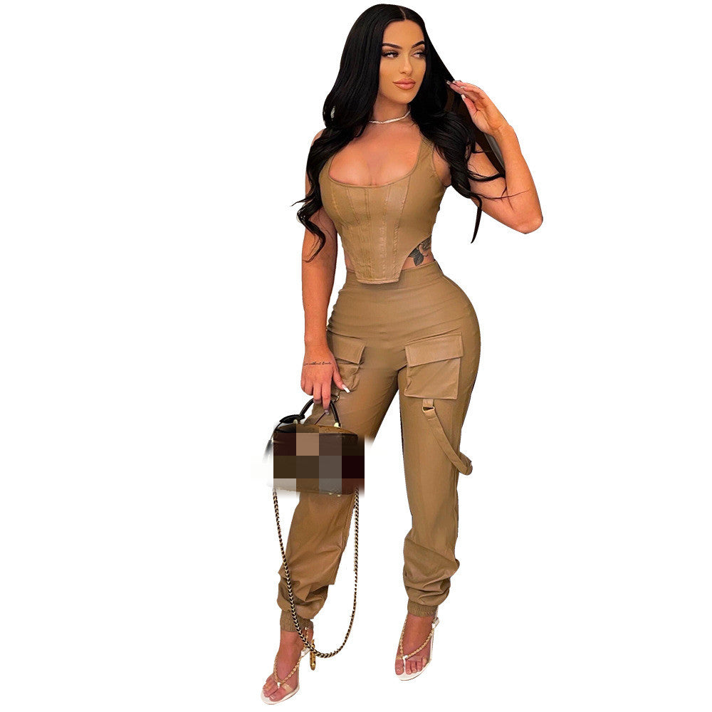 Woman's Sleeveless Top and Pants Set/4 Colors