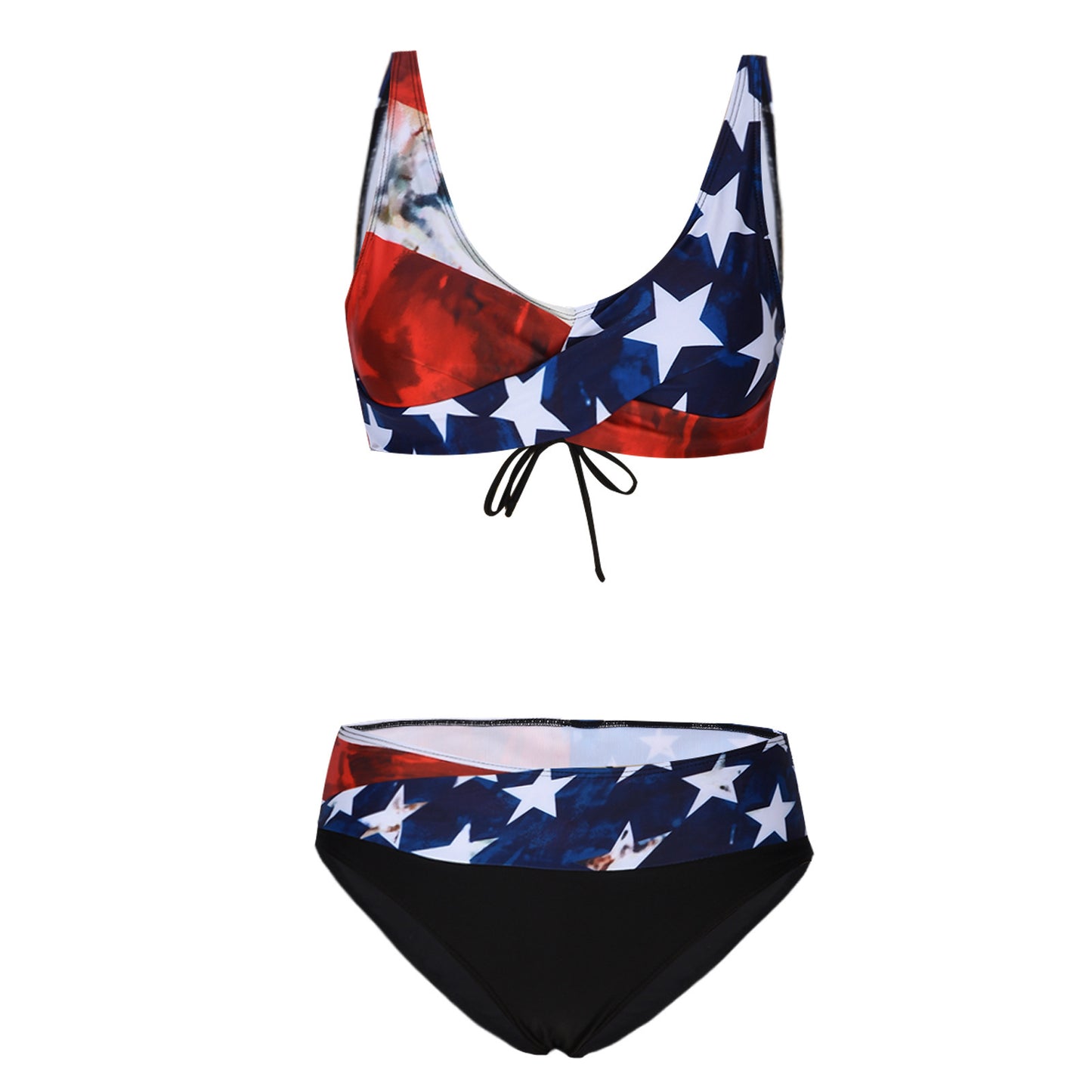 Woman's High Waist Lace-up Multicolor Bikini/4 Colors