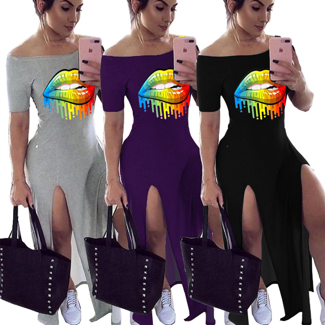 Women's 3D Direct Injection Lip Print Casual Dress/3 Colors