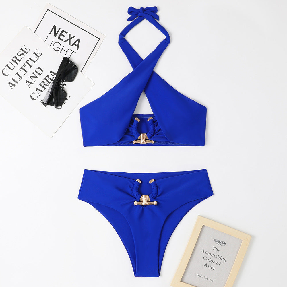 Women's Split High Waist Cross-halterneck Swimsuit
