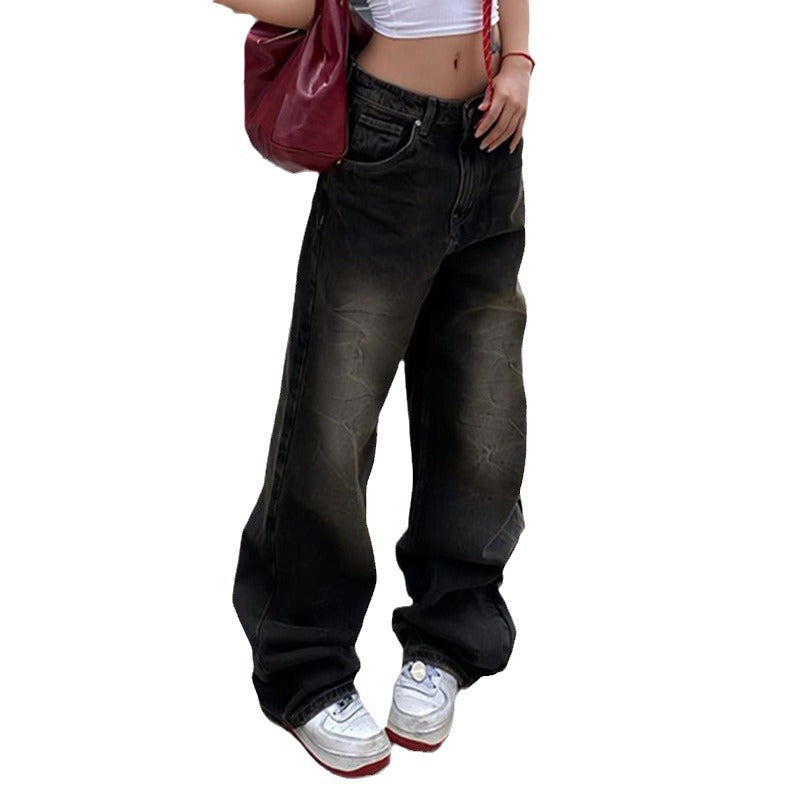 Woman's Textured Fabric Low Waist Denim Jeans