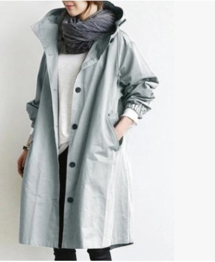 Casual Style Trench Coat For Women, Medium Length, Elegant Waisted Long-sleeved Coat