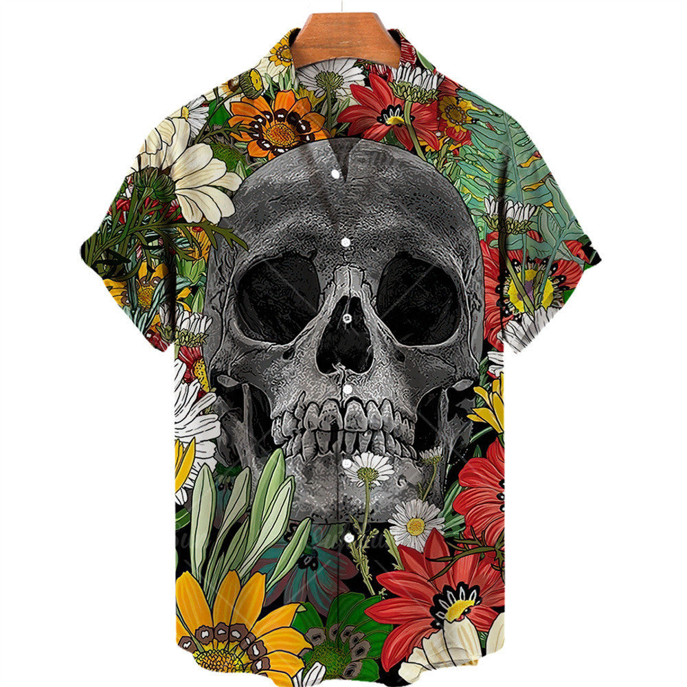 Men's 3D Digital Printed Skull Hawaiian Shirt/4 Options/Colors