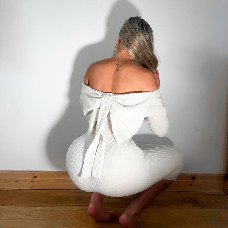 Women's Patchwork Bow Tube Top Dress
