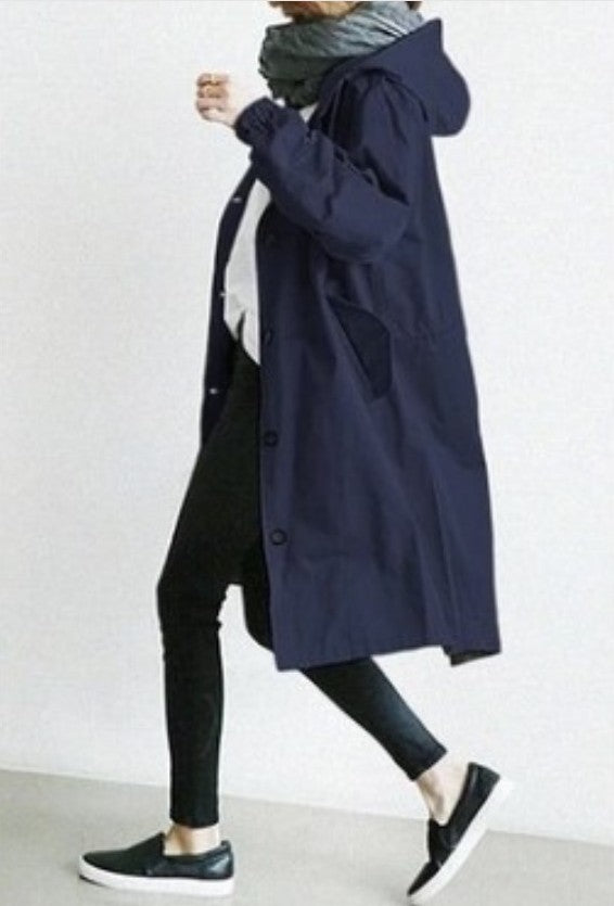 Casual Style Trench Coat For Women, Medium Length, Elegant Waisted Long-sleeved Coat
