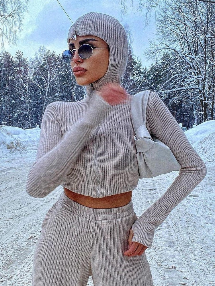 Womens Loose Mopping Knitted 2peice Set