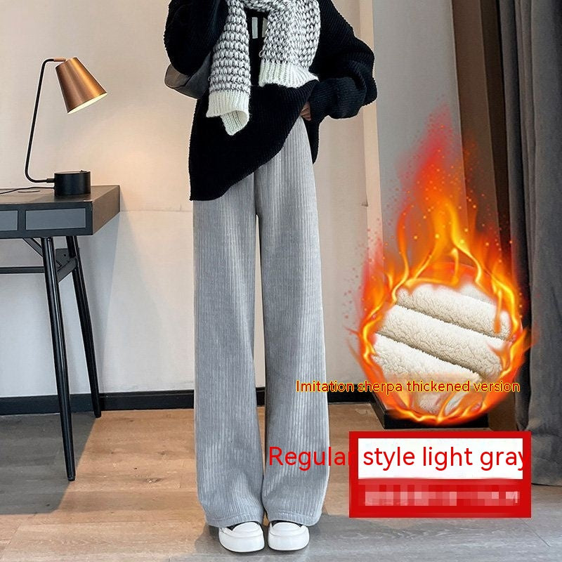 Woman's Thick Lambskin Wide-leg Pants/11 Colors