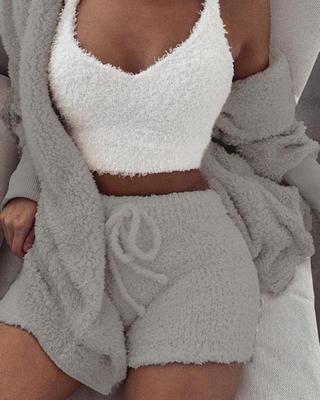 Womens Fluffy 3Pc Lounge Set/7 Colors