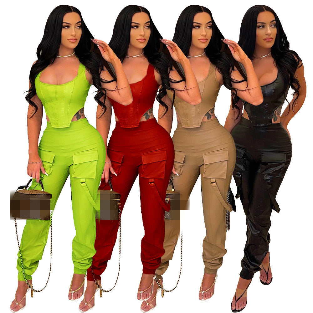 Woman's Sleeveless Top and Pants Set/4 Colors