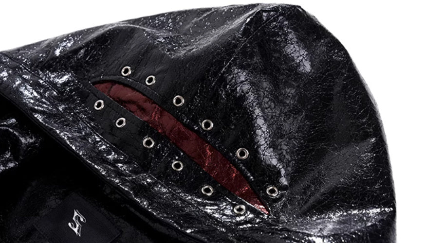 Dark Sleeveless Hooded Vest Coat
