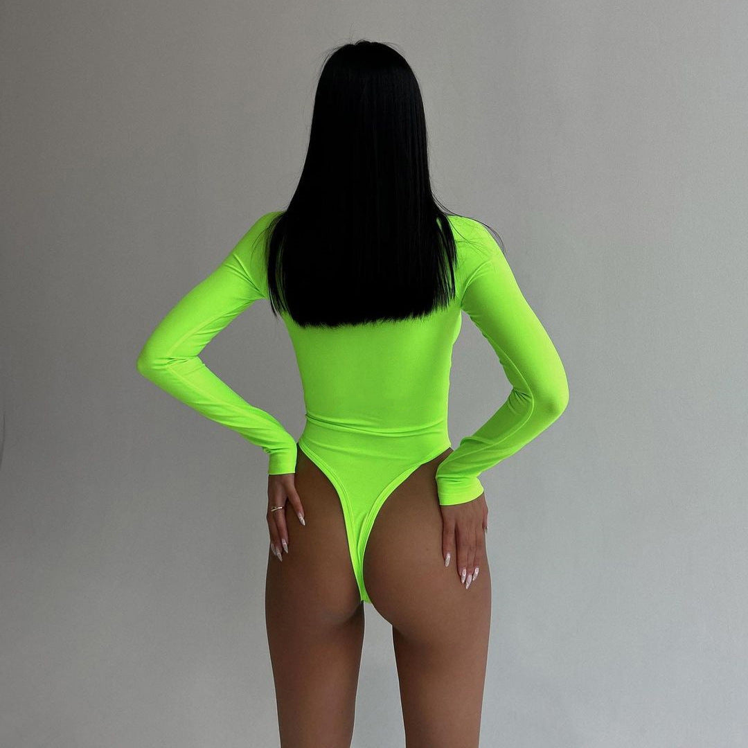 Woman's Cross Tie Long Sleeve Fitted Jumpsuit/4 Colors