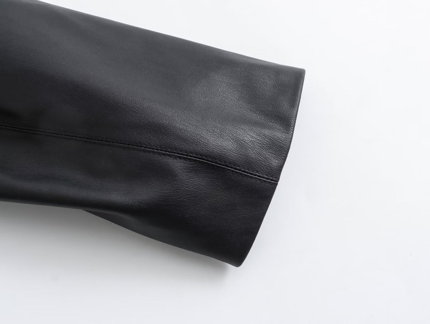 Casual Imitation Long Wrap Leather Coat
