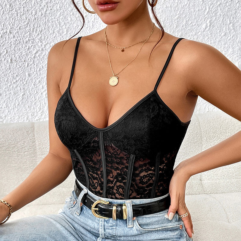Women's Sleeveless Fishbone Tube Top Jumpsuit/2 Colors