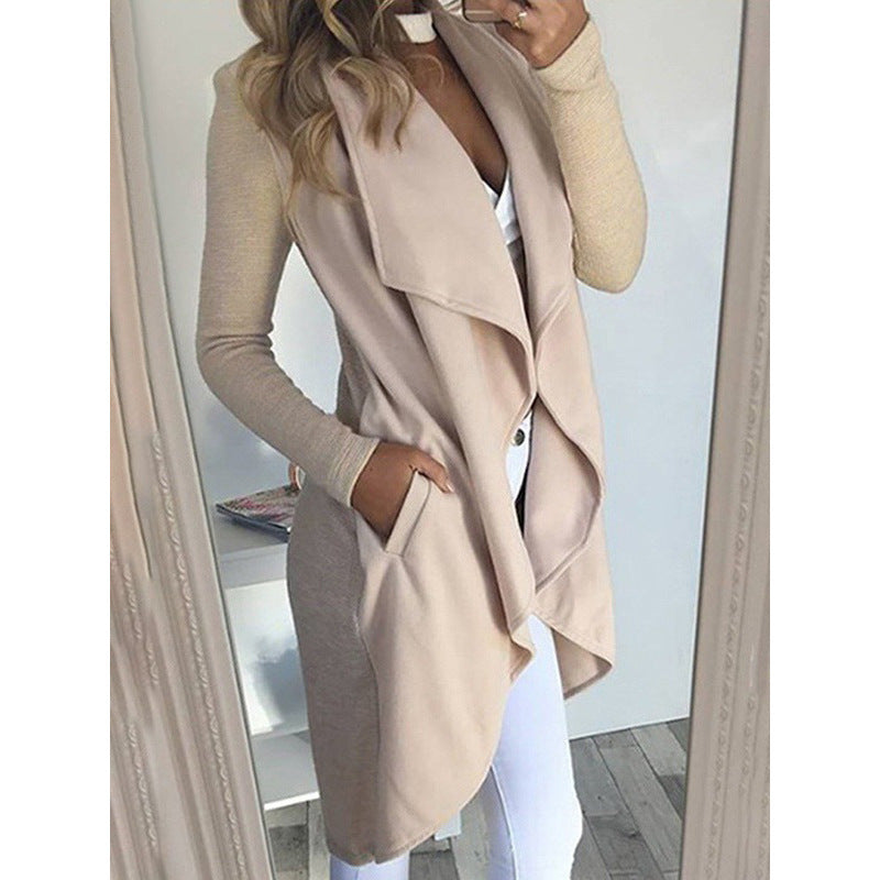 Women' Solid Color Colla Fit Long Trench Coat