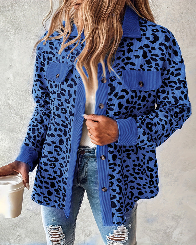Women's Leopard Print Long-sleeved Jacket