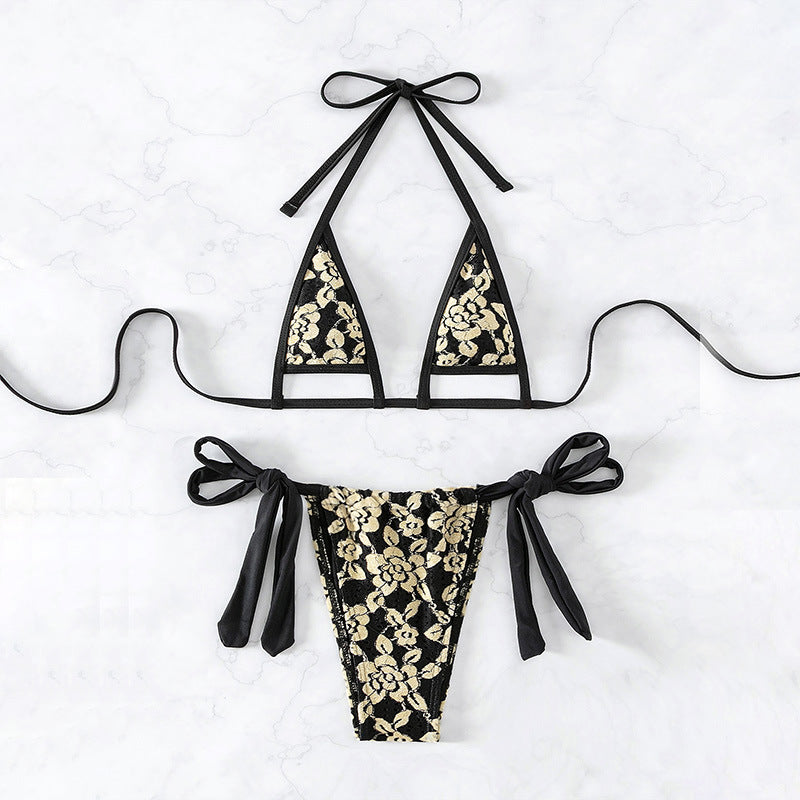 Women's Lace-up Halterneck Bikini