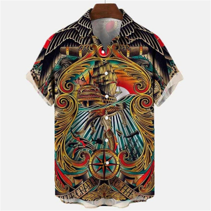 Men's 3D Print Collar Shirt/9 Options/Colors