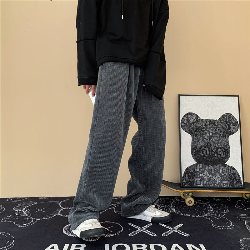 Men's Loose Fit Wide Bottom Corduroy Pants/4 Colors