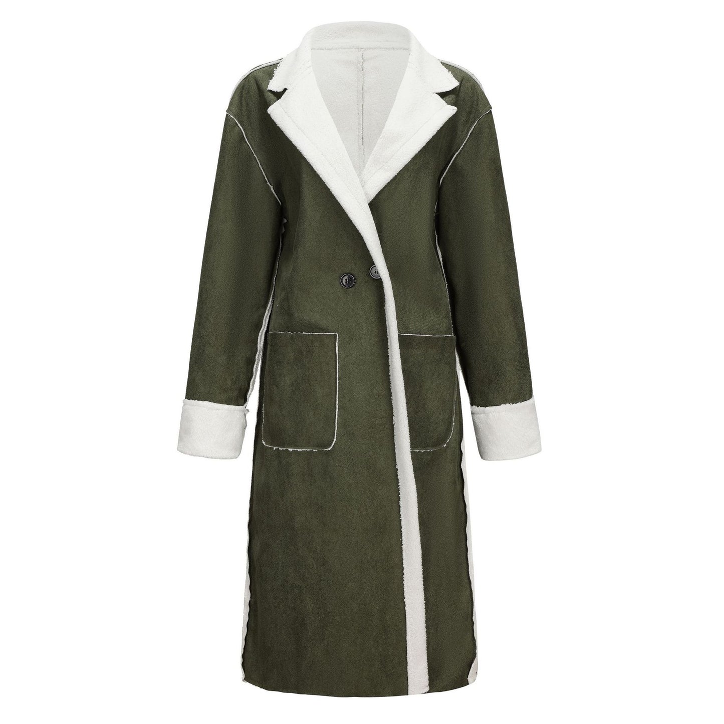 Woman's Leather Thick Trench Coat