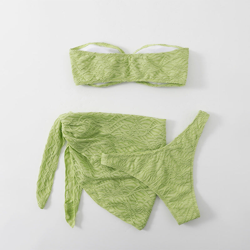 Women's Tube Top 3piece Swimsuit Set