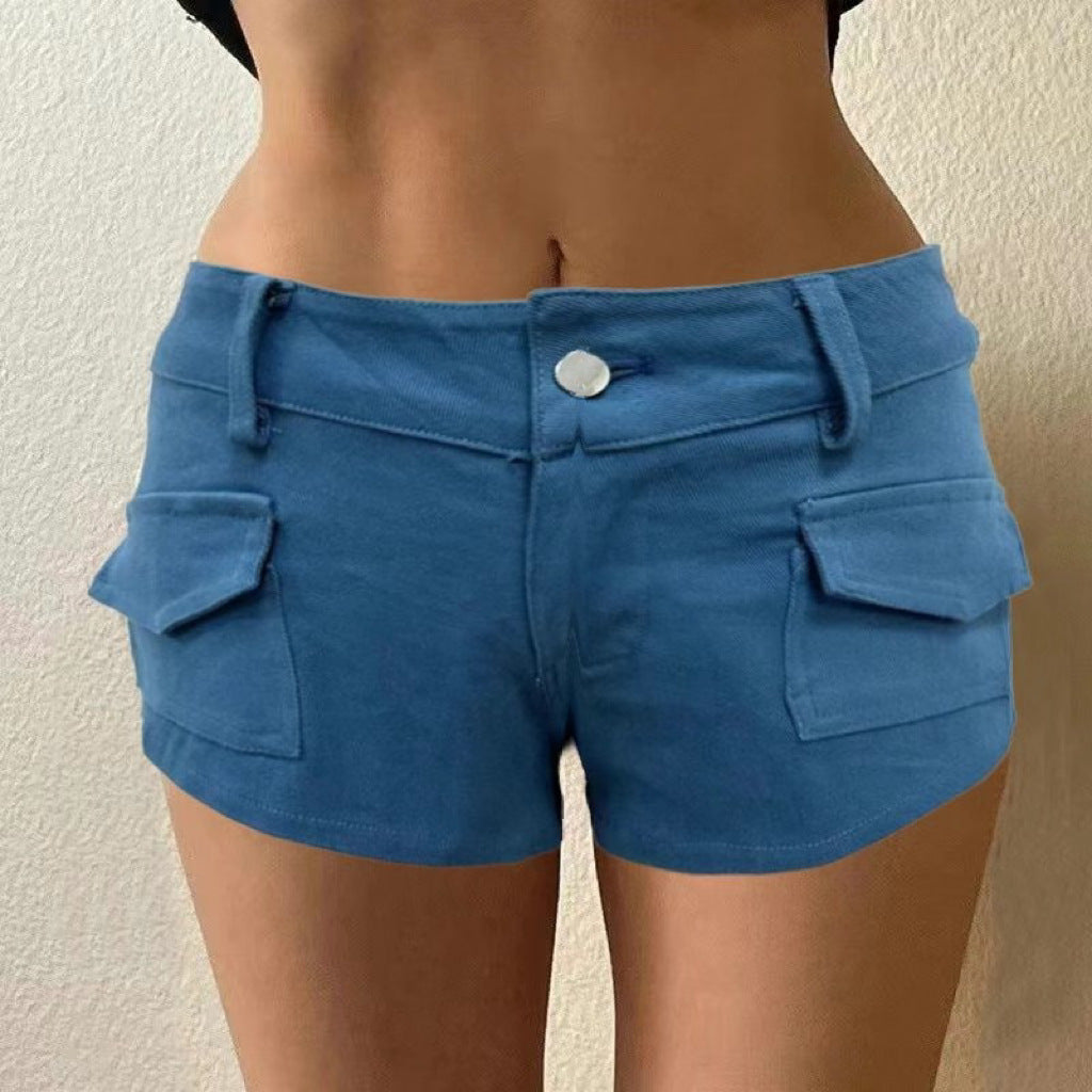 Woman's Slim Fit Denim Zipper Shorts