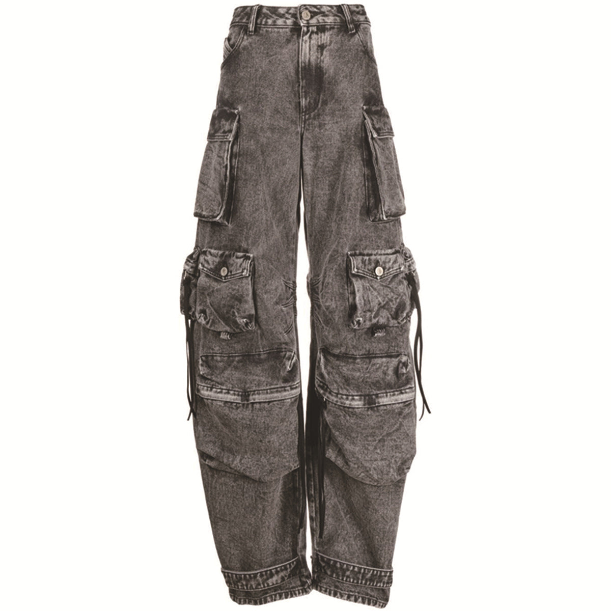 Women's Multi-pocket Washed And Worn Wide-leg Pants