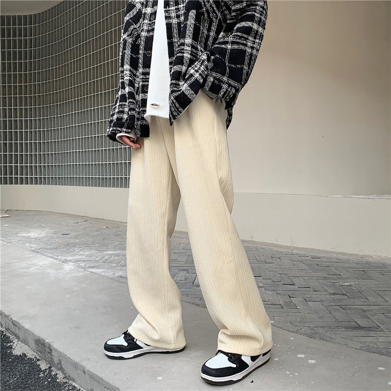 Men's Loose Fit Wide Bottom Corduroy Pants/4 Colors