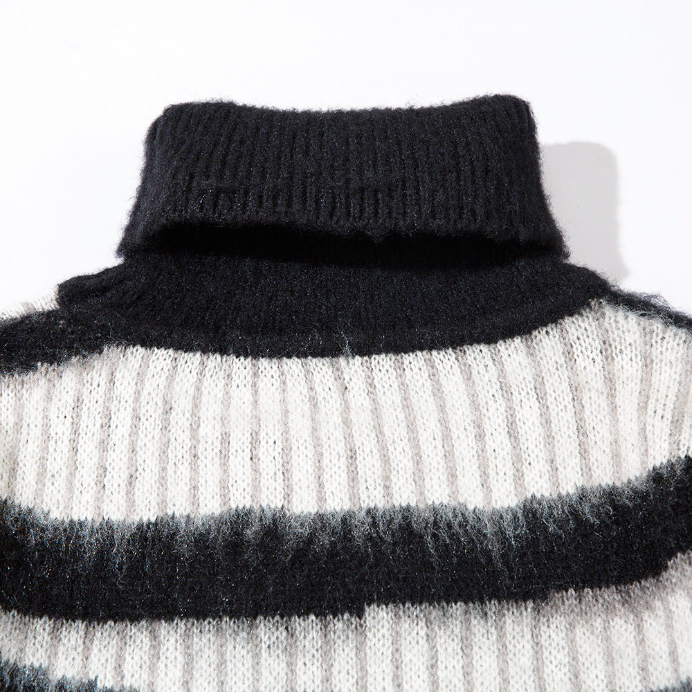Men's Mohair Long-sleeved Pile Collar Pullover Sweater