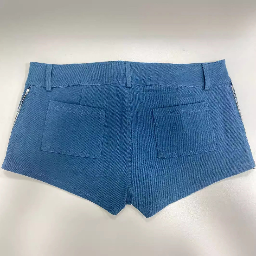 Woman's Slim Fit Denim Zipper Shorts