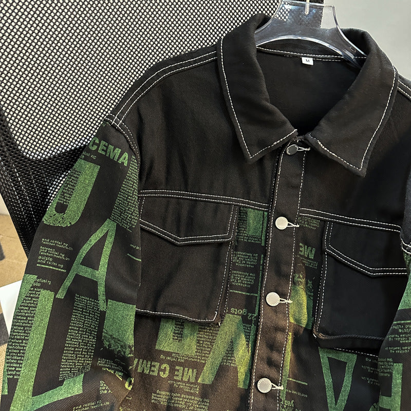 Men's Idle Style Printed Lettering Jacket