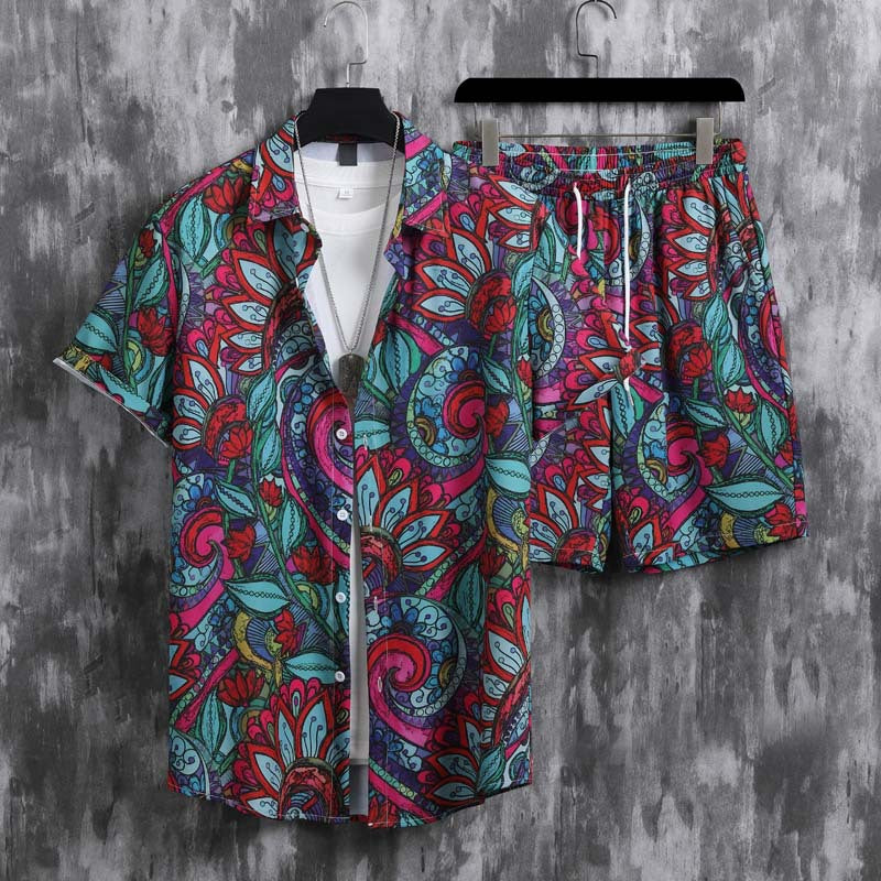 Men's Casual Shirt/Shorts Set/4 Colors