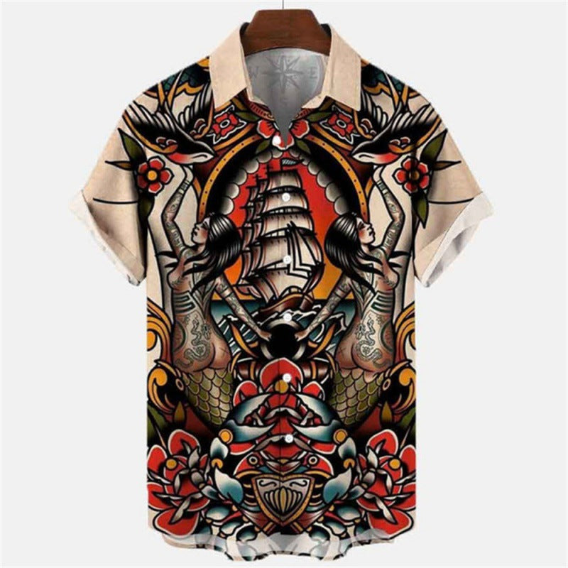 Men's 3D Print Collar Shirt/9 Options/Colors
