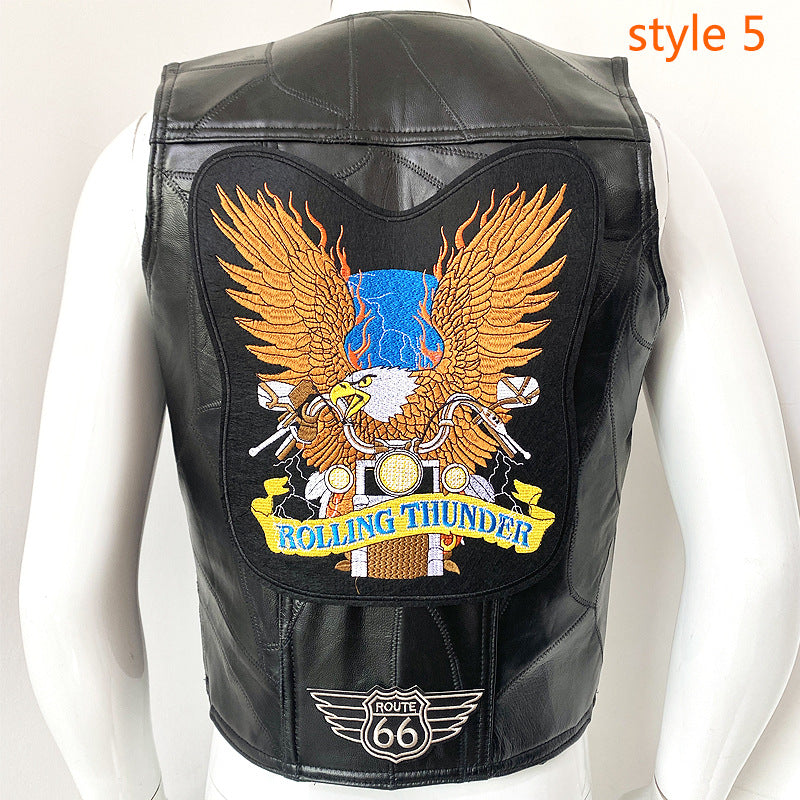 Men's Cowhide Leather Motorcycle Vest/12 Options