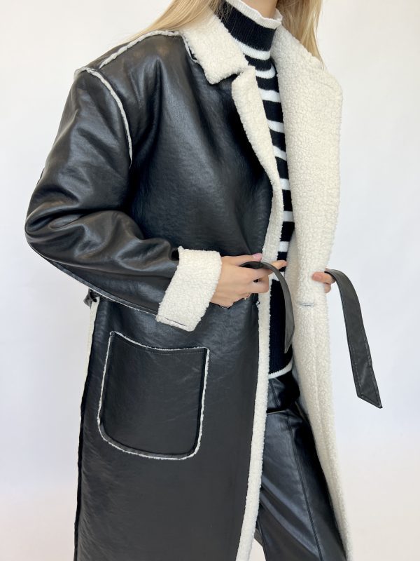 Woman's Leather Thick Trench Coat