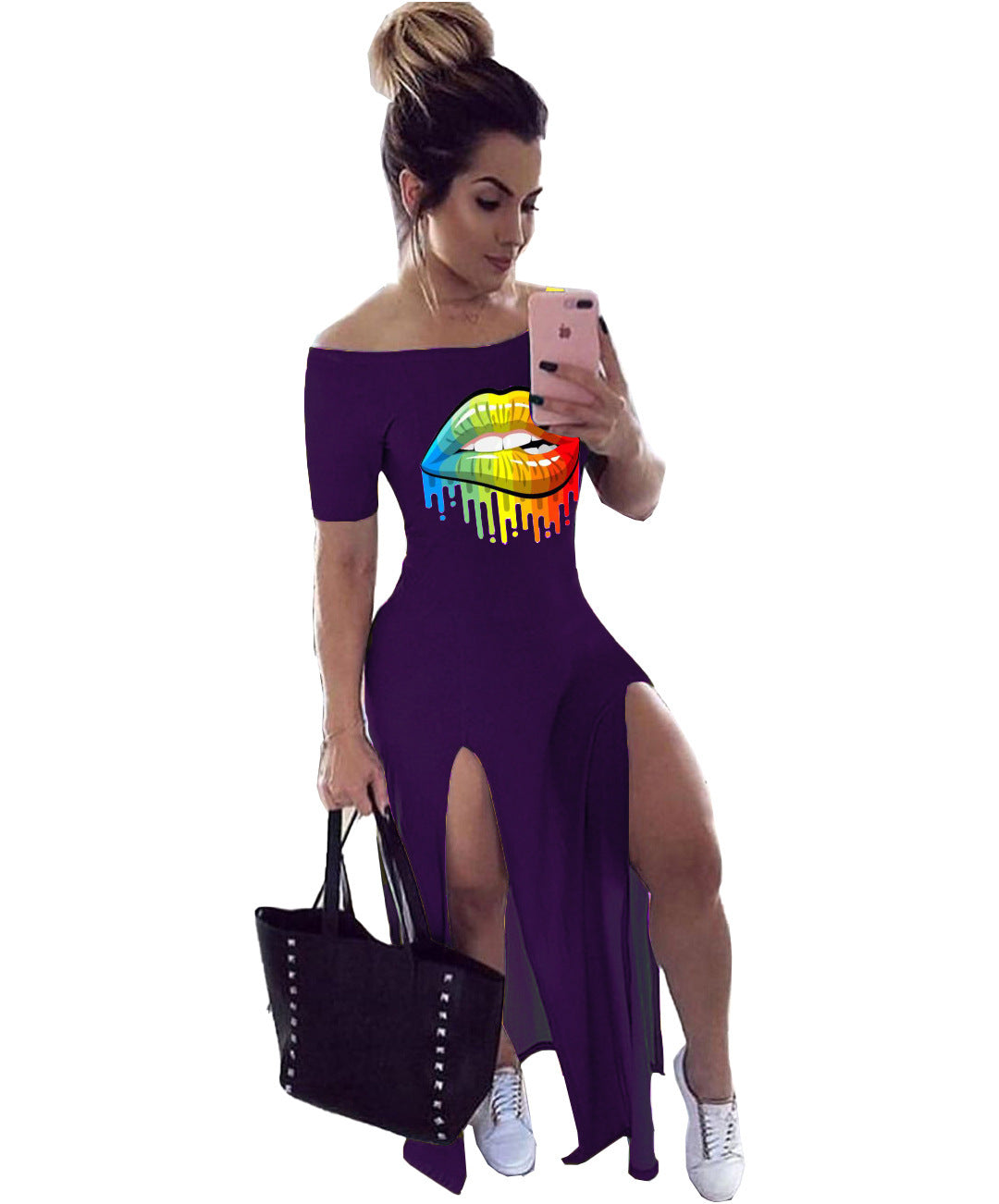 Women's 3D Direct Injection Lip Print Casual Dress/3 Colors