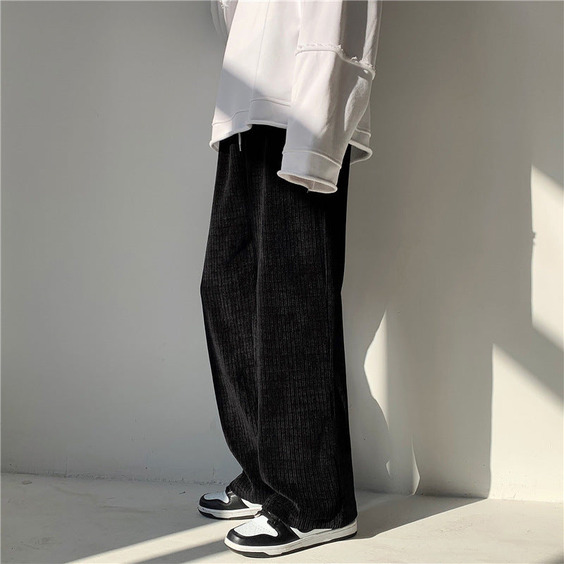 Men's Loose Fit Wide Bottom Corduroy Pants/4 Colors