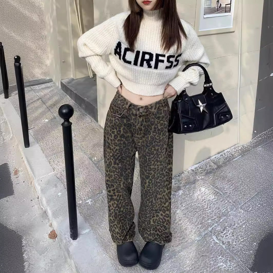Woman's Leopard Print Loose Casual Wide-leg Pants