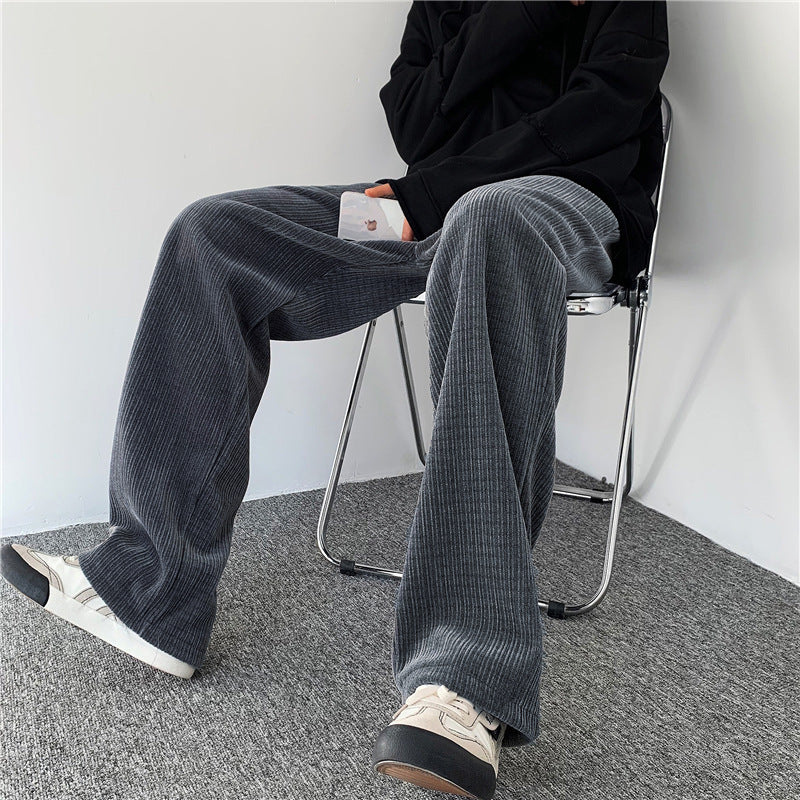 Men's Loose Fit Wide Bottom Corduroy Pants/4 Colors