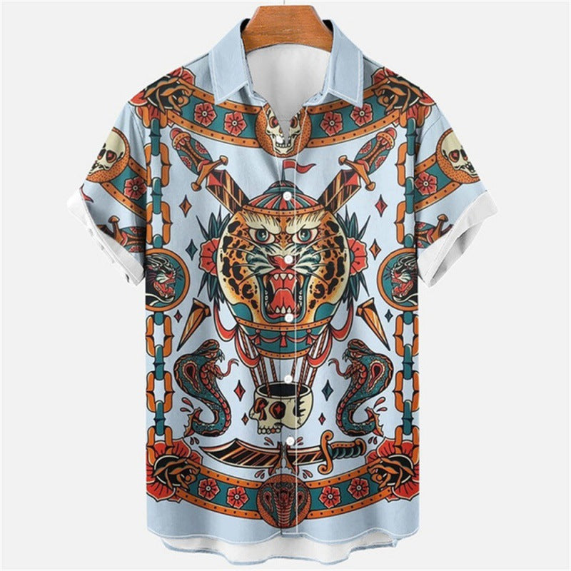 Men's 3D Print Collar Shirt/9 Options/Colors