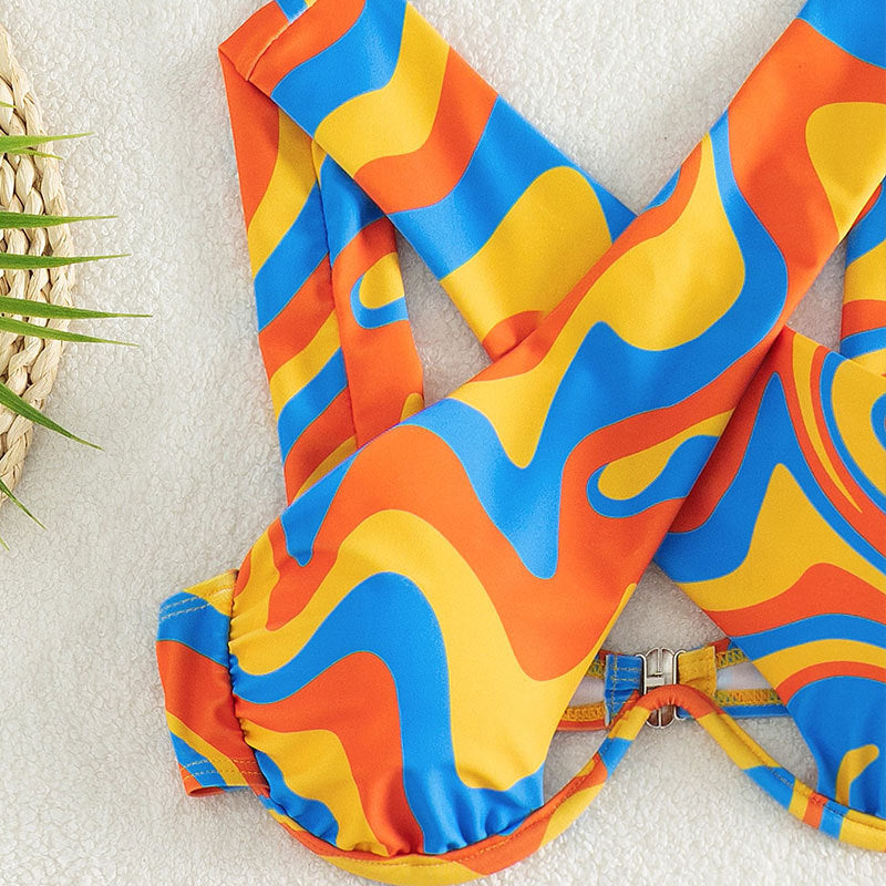 Women's Cross-halter Multi-color Bikini/3 Colors